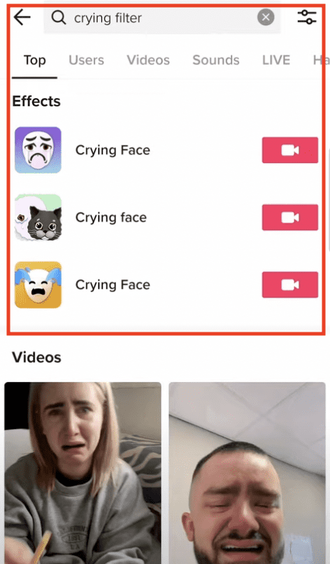 How to Use Crying Filter on TikTok? 2 1 crying face tiktok