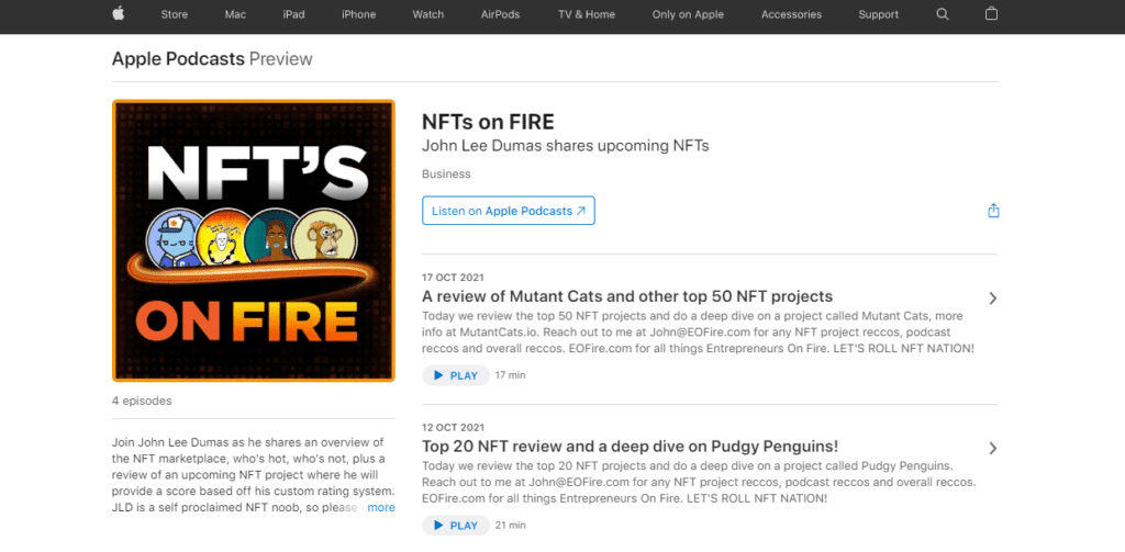 30 Best NFT Podcasts 30 29. NFTs on Fire
