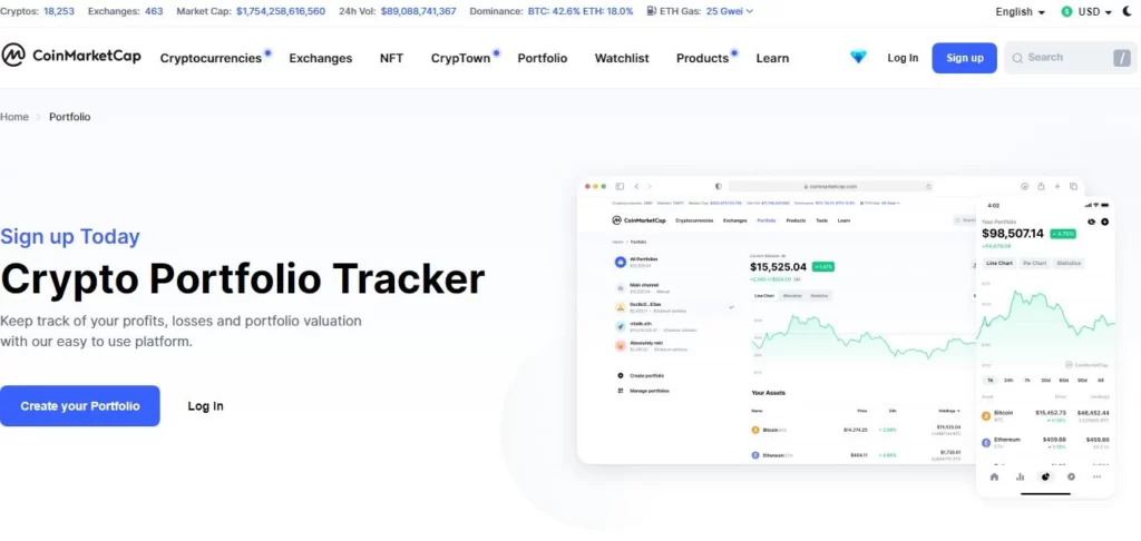 16 Best Crypto Portfolio Trackers 10 9_coincap_Best Crypto