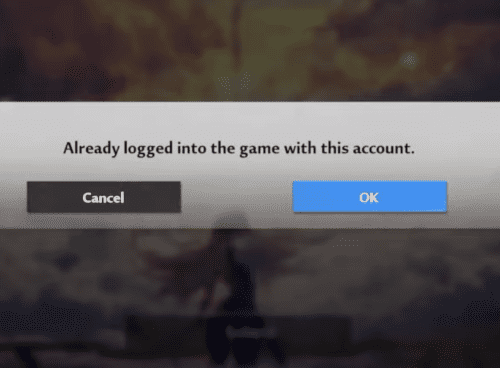 Already logged in with this account TOF