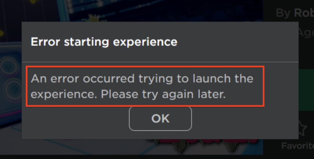 Fix: Error Starting Experience An Error Occurred Trying to Launch the Experience Roblox 1 An Error Occurred Trying To Launch The Experience roblox