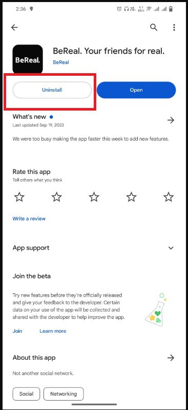 How To Fix BeReal Unadding Friends Glitch 14 BeReal Unadding Friends Glitch click uninstall