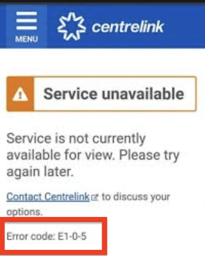 How to Fix "Error Code E1-0-5" on Centrelink 1 Centrelink Error Code E1-0-5