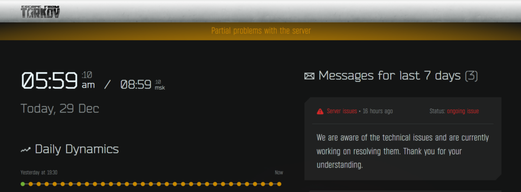 How To Fix Escape From Tarkov User Action Required The Game Cannot Be Started 3 Check Server Status Of Escape from Tarkov To Fix User Action Required The Game Cannot Be Started