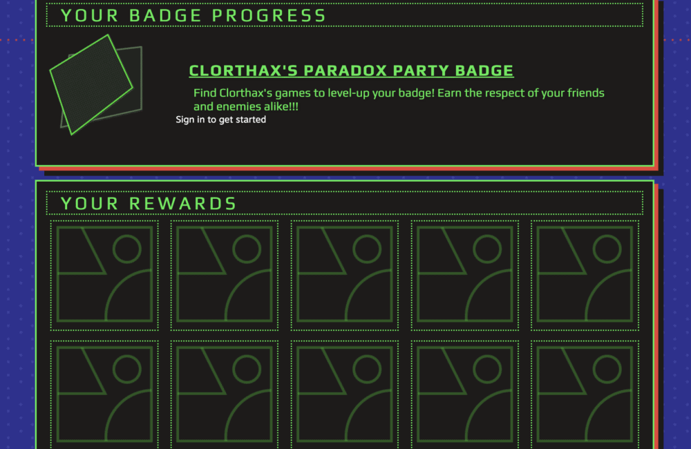 Clorthax's Paradox Party Badge progress