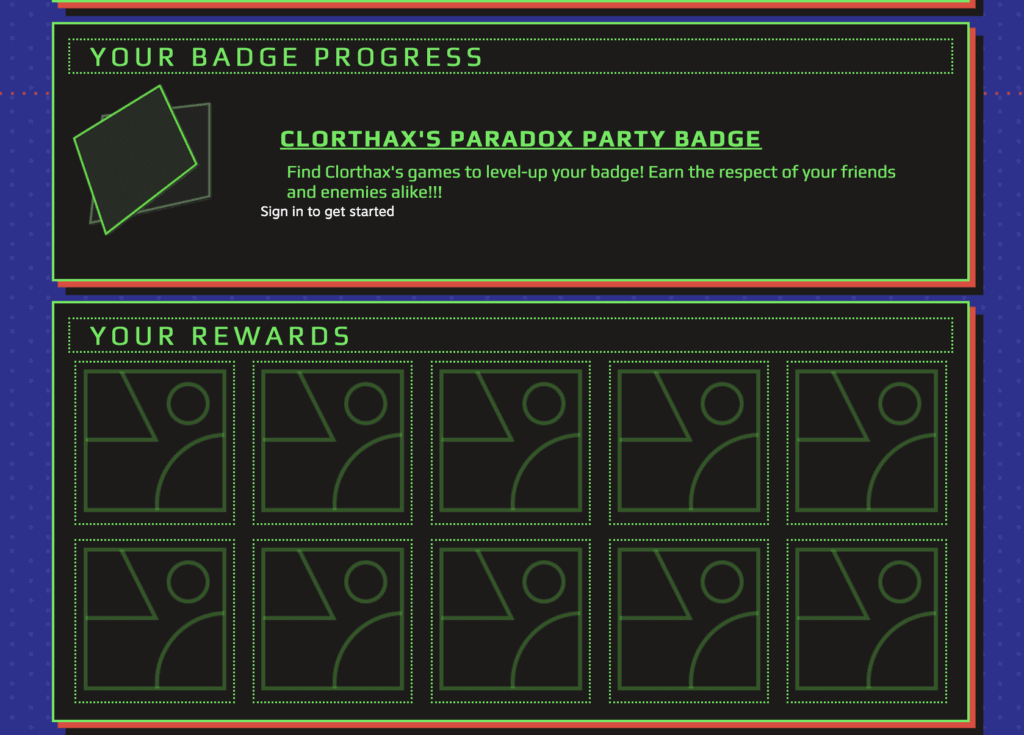 Clorthax's Paradox Party Badges 2022 2 Clorthax's Paradox Party Badge progress