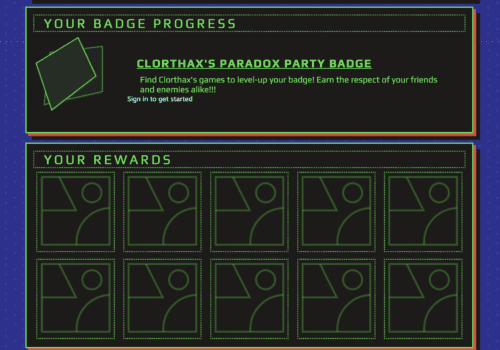 Clorthax's Paradox Party Badge progress