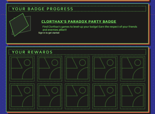 Clorthax's Paradox Party Badge progress