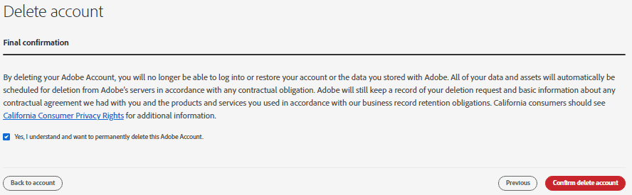 How to Delete Adobe Account? 6 Confirm adobe account delete