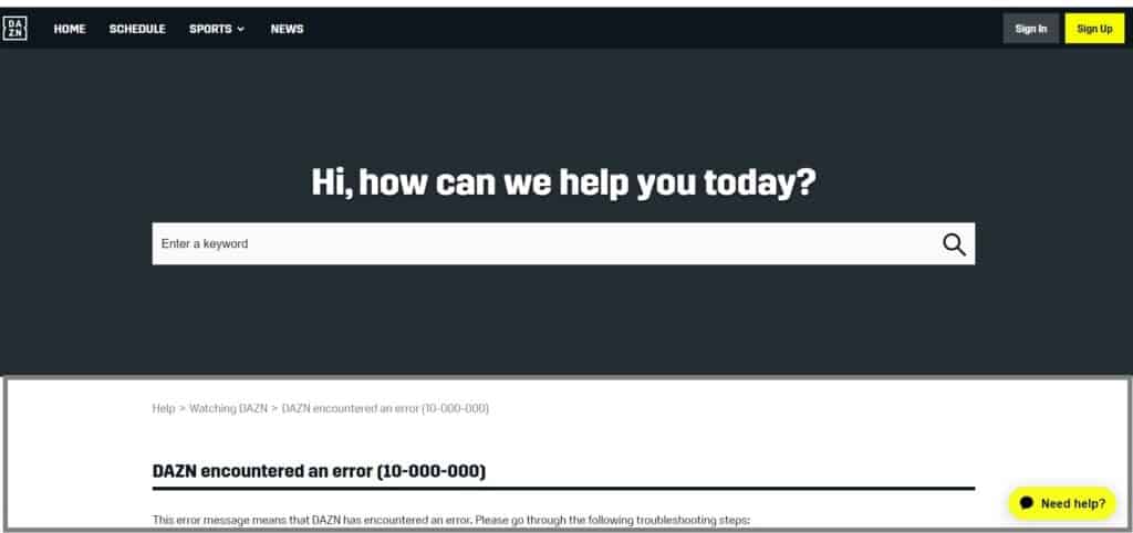 How To Fix Dazn Error Code 10-00-00 No Key Found 3 Dazn Error Code 10 00 00 No Key Found help and support 1