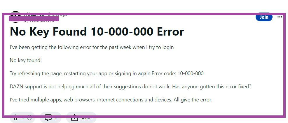 How To Fix Dazn Error Code 10-00-00 No Key Found 1 Dazn Error Code 10 00 00 No Key Found