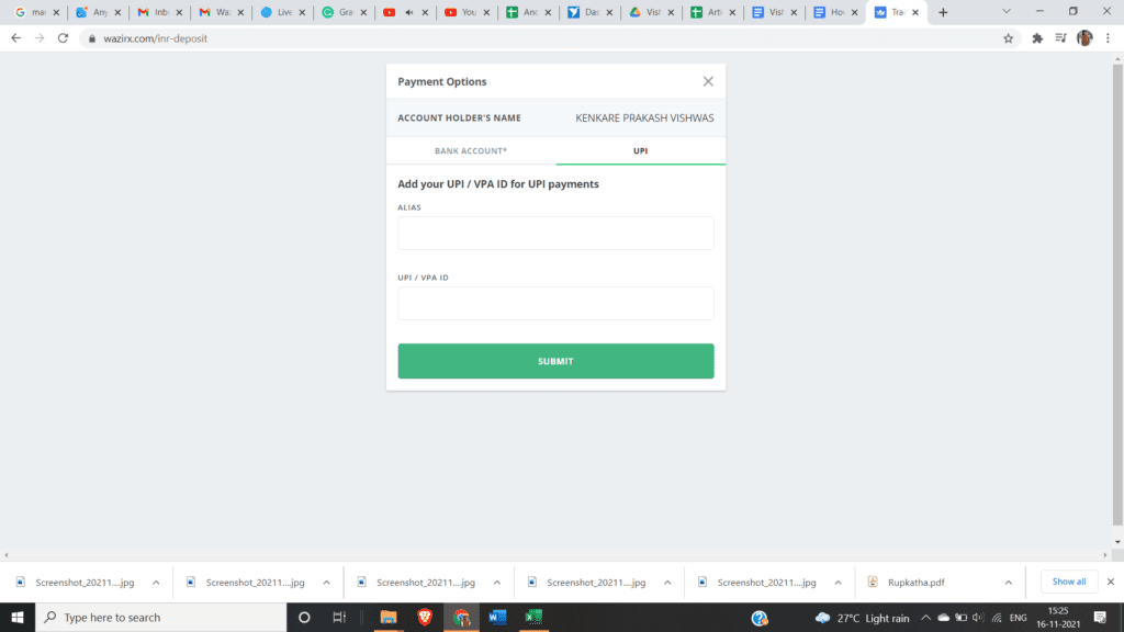 How to Deposit Money in WazirX? 10 Deposit wazirx D upi