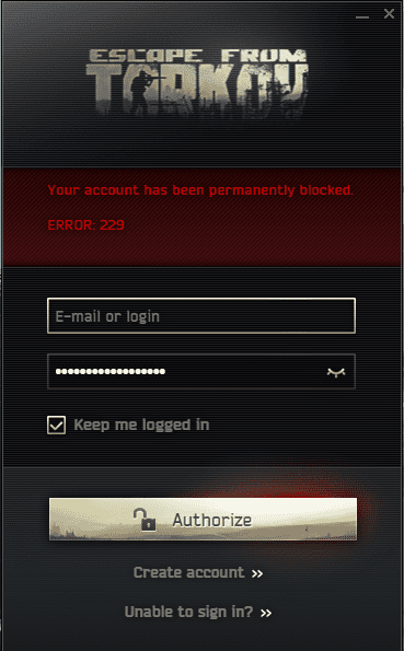 Error 229 Escape From Tarkov