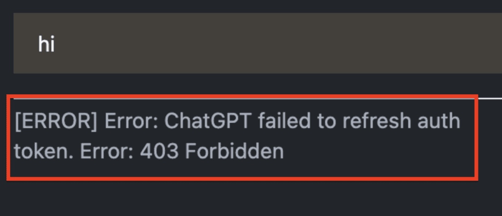 Error token failed. Auth token expired Telegram. 403 Error Design. Couldn't generate response chatgpt Error.