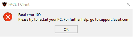 How To Fix FACEIT Fatal Error 100 2 FACEIT fatal error 100 1