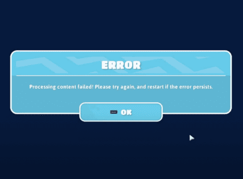 FALL GUYS processing content failed