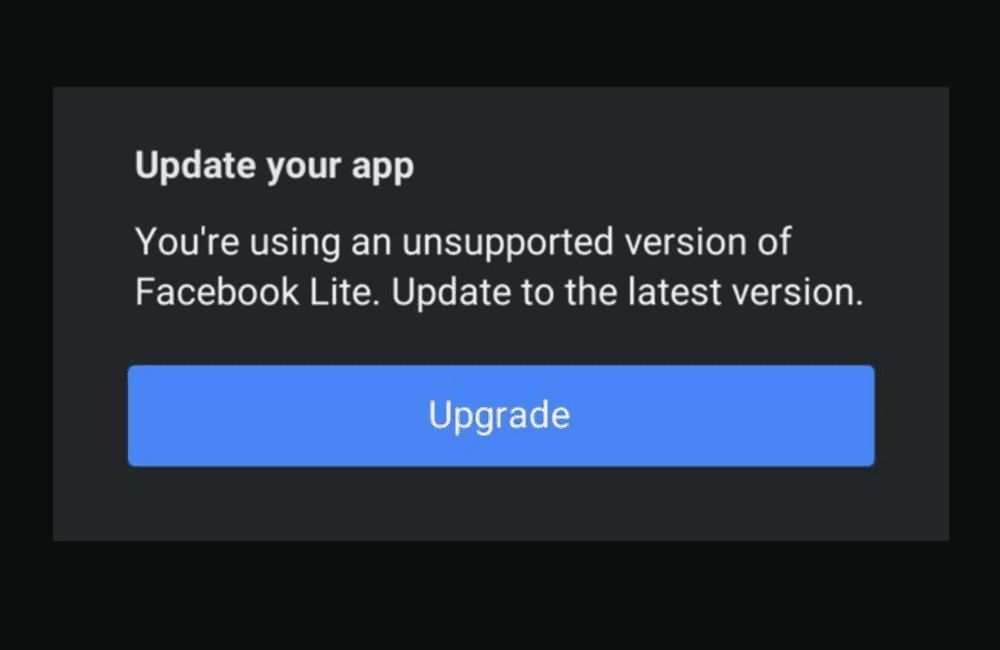 You're Using An Unsupported Version Of Facebook Lite