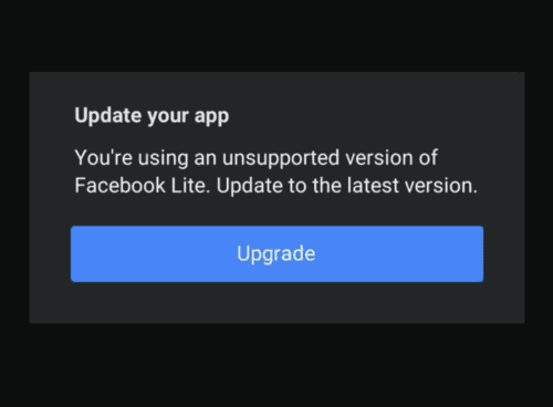 You're Using An Unsupported Version Of Facebook Lite