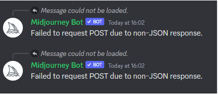 Midjourney Failed To Request Post Due To Non-Json Response? 1 Failed to request POST due to non JASON Response