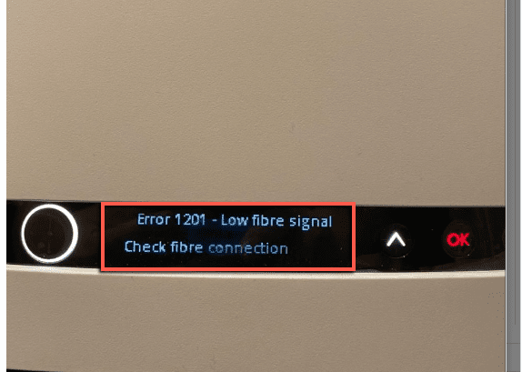 How to Fix Error 1201 Low Fibre Signal 2 Fibreoptical signal error 1201