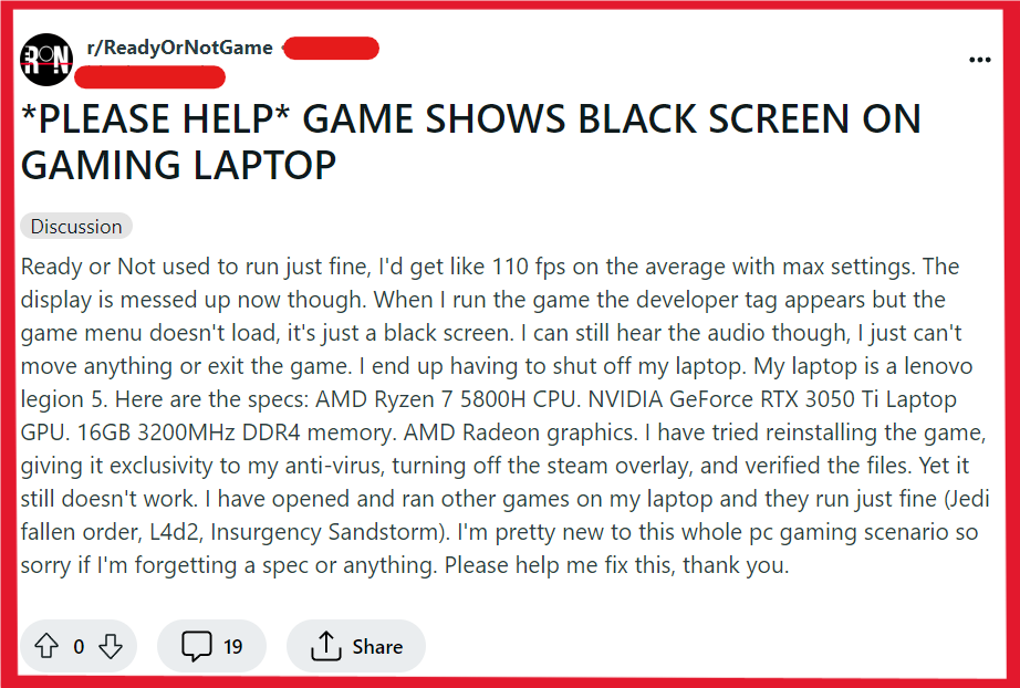 Fix Black Screen Issue On PC In Ready Or Not