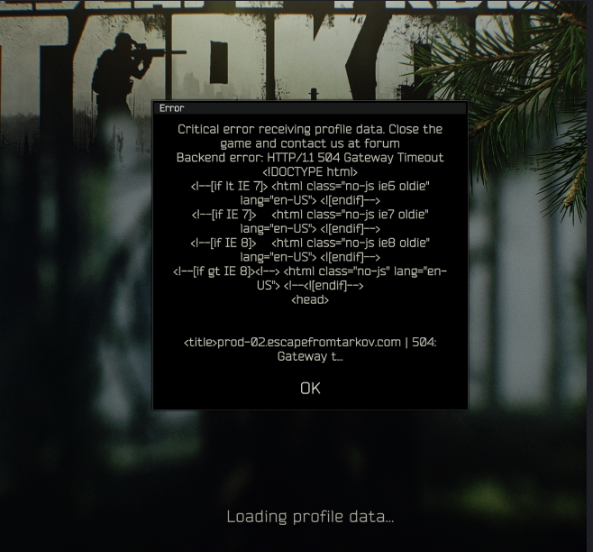 How To Fix Escape From Tarkov Critical Error Receiving Profile Data Backend Error 504 Gateway Timeout 2 Fix Critical Error Receiving Profile Data Backend Error 504 Gateway Timeout On Escape From Tarkov