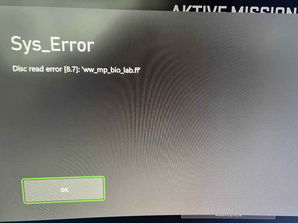 Fix Disc Read error 8.7 ww mp bio lab.ff In COD Modern Warfare 3 On Xbox Console