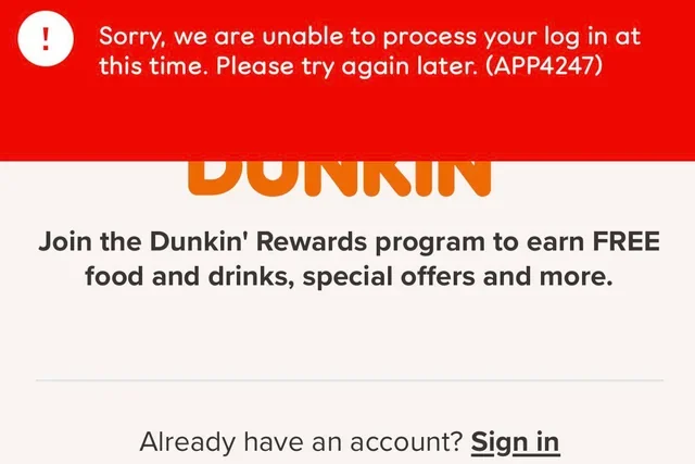 How To Fix Dunkin' App Error Code APP4247 Unable To Login At This Time 1 Fix Error Code APP4247 Unable To Login At This Time On Dunkin App edited 1