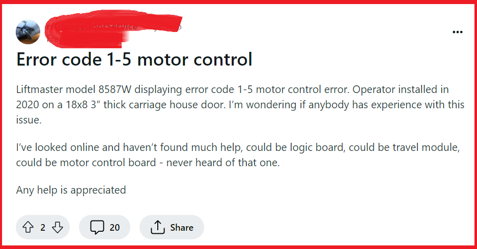 How To Fix Liftmaster Error Code 1-5 Motor Control 2 Fix Liftmaster Error Code 1 5 Motor Control