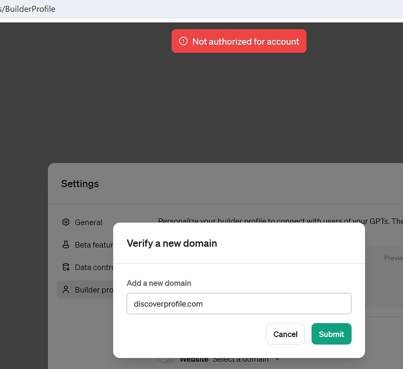 How To Fix "Not Authorized For Account" On ChatGPT When Trying To Verify Domain 2 Fix Not Authorized For Account When Trying To Verify Domain On ChatGPT