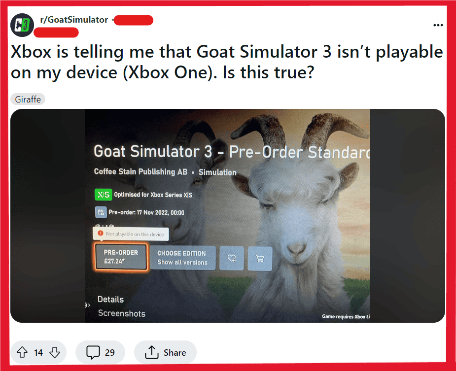 How To Fix Goat Simulator 3 Not Playable On This Device Error 2 Fix Not Playable On This Device Error Of Goat Simulator 3