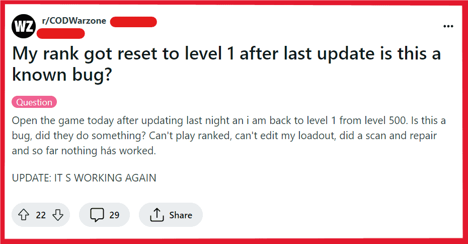 How To Fix Warzone Rank Reset To 1 Bug 2 Fix Rank Reset To 1 Bug In COD Warzone