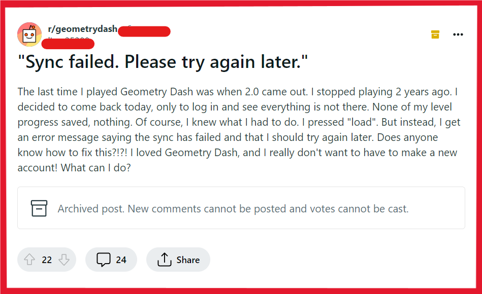How To Fix Geometry Dash Sync Failed Please Try Again Error 2 Fix Sync Failed Please Try Again Error in Geometry Dash
