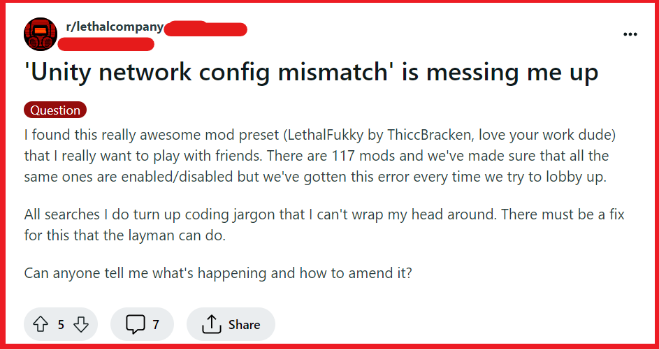 How To Fix “Unity Networking Config Mismatch” In Lethal Company 2 Fix Unity Networking Config Mismatch In Lethal Company