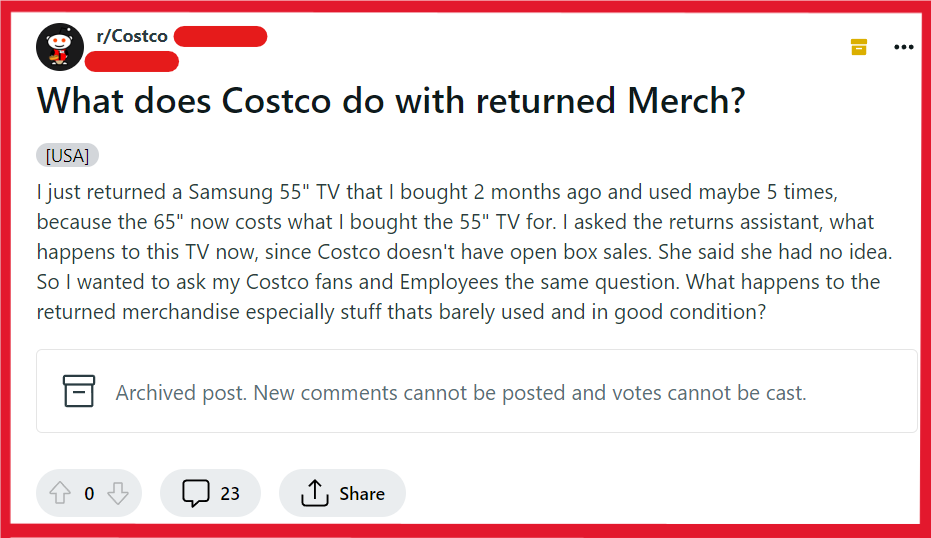 What Does Costco Do With Returns 2 For returns in Cotsco what does Cotsco do with it