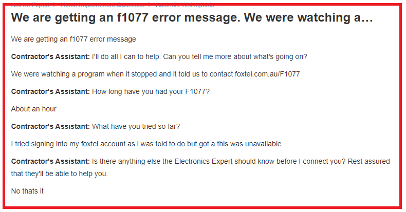 How to Fix Foxtel Error Code F1077 1 Foxtel Error Code F1077