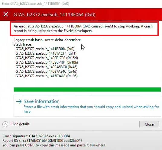 How To Fix Error “GTA5_b2372.exe!sub_1411BE064 (0x0)” On FiveM 2 GTA5 b2372.exesub 1411BE064 0x0 1