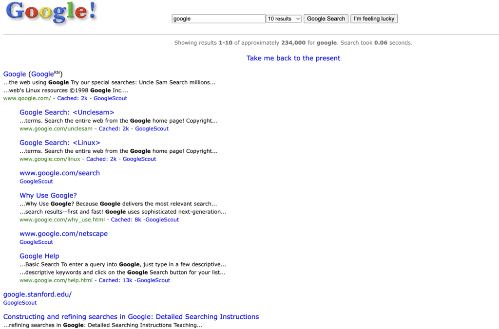 Google in 1998 Easter Egg: A Fun Find in the Search Results 1 Google 1998 Easter Egg
