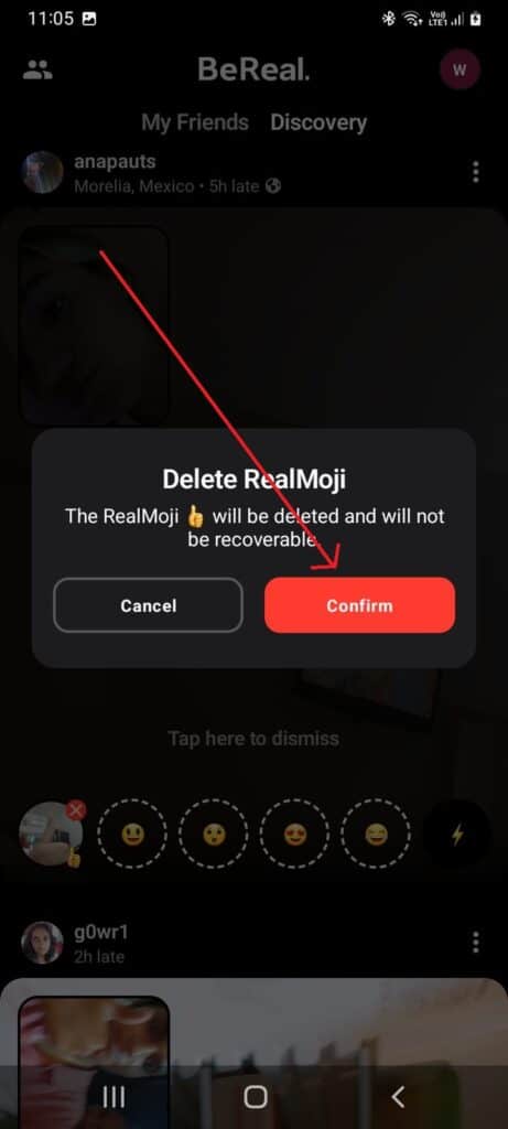 How To Change Reactions On BeReal 14 How To Delete RealMoji On BeReal Step 7