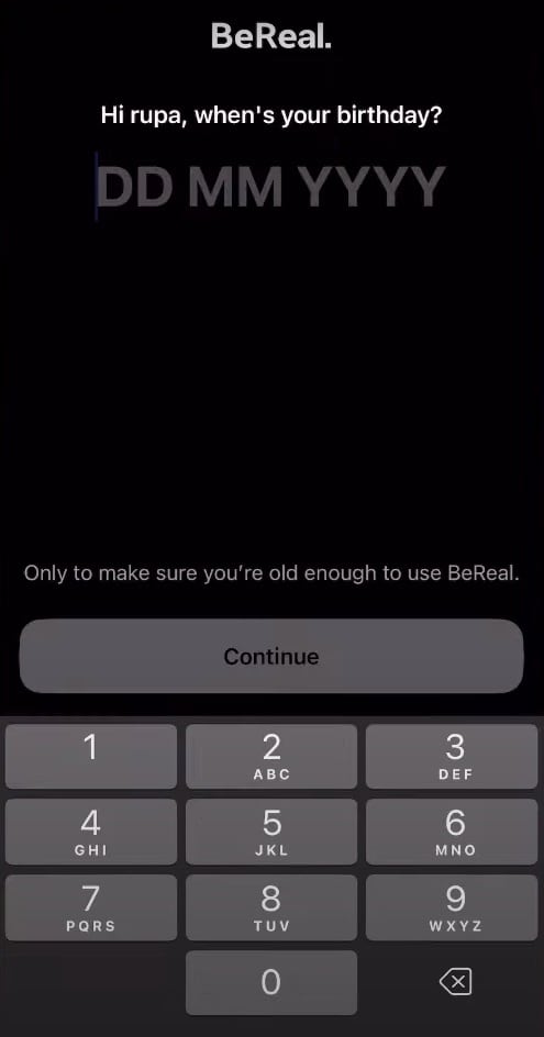How To Fix BeReal Won't Let Me Log in 4 How To Fix BeReal Wont Let Me Log in date of birth credential