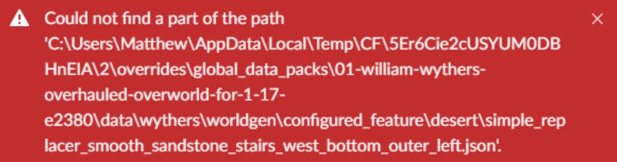 How To Fix "Could Not Find A Part Of The Path" On Curseforge 1 How To Fix Could Not Find A Part Of The Path On Curseforge