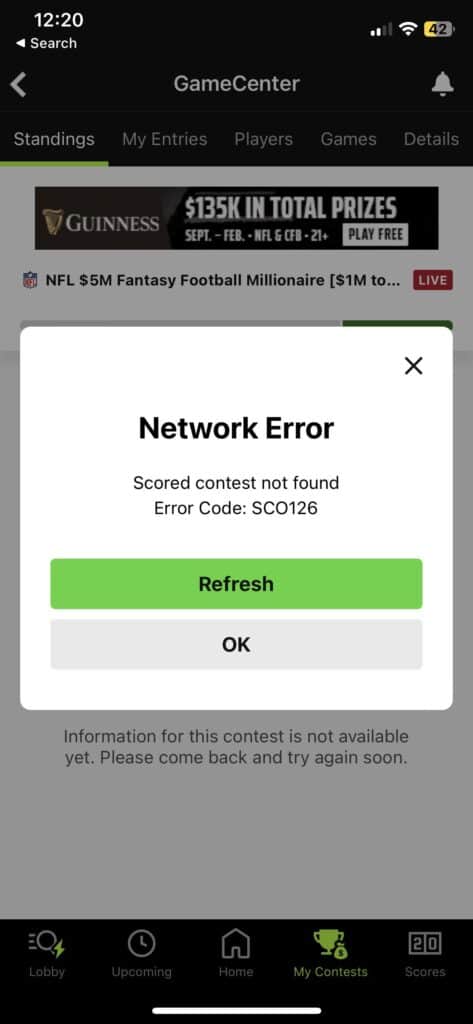How To Fix DraftKings Network Error Scored Contest Not Found Error code SCO126 2 How To Fix DraftKings Network Error Scored Contest Not Found Error code SCO126