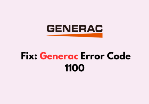 How To Fix Generac Error Code 1100