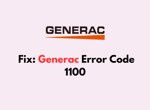 How To Fix Generac Error Code 1100