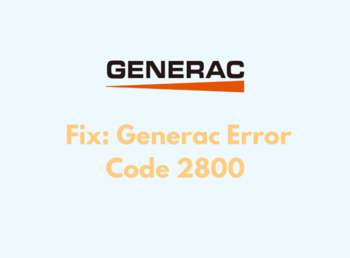 How To Fix Generac Error Code 2800