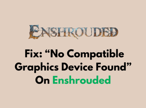 How To Fix No Compatible Graphics Device Found On Enshrouded