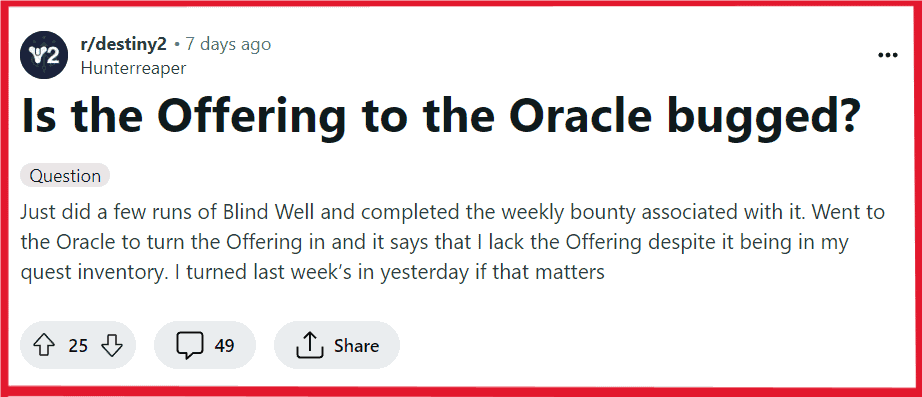 How To Fix Offering To The Oracle Not Working In Destiny 2 2 How To Fix Offering To The Oracle Not Working In Destiny 2