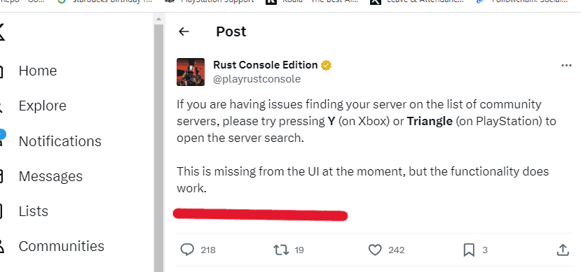 How To Fix Rust Console Community Servers Not Working 2 How To Fix Rust Console Community Servers Not Working twitter account