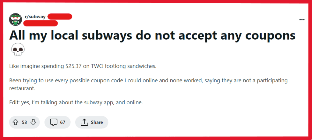 New coupon codes. : r/subway