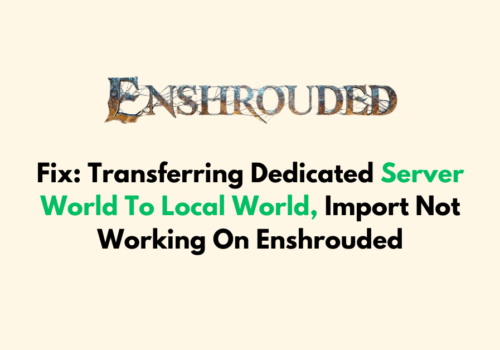 How To Fix Transferring Dedicated Server World To Local World Import Not Working On Enshrouded